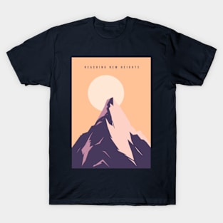 Reaching New Heights Mountaintop Illustration T-Shirt